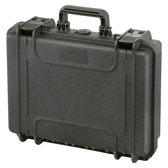 Wasserdichter Koffer MAX380 - L x B x H: 414 x 345 x 129 mm, Ohne Schaumstoffeinlage, Schwarz, Kunststoff - Schwarzer, robuster Transportkoffer mit Tragegriff und stabilen Verschlüssen für den sicheren Transport von Ausrüstung und Wertgegenständen.