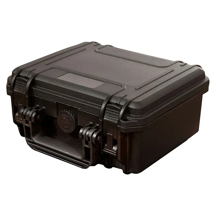 Wasserdichter Koffer MAX235 - L x B x H: 258 x 243 x 118 mm, Ohne Schaumstoffeinlage, Schwarz, Kunststoff - Schwarzer, wasserdichter Hartschalenkoffer mit Tragegriff und Schnappverschlüssen für sicheren Transport.