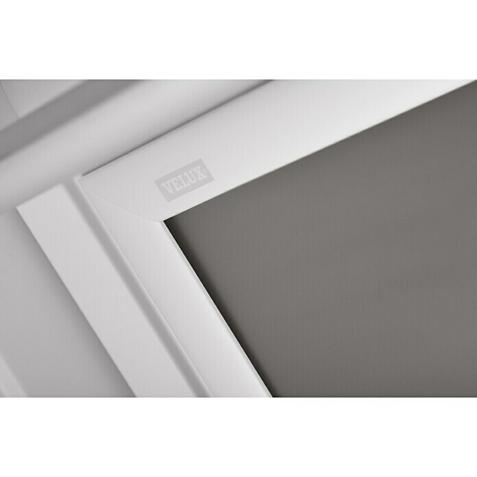 Velux Dachfensterrollo DKL MK06 0705SWLFarbe: Grau - 0705SWL, Farbe Schiene: Weiß, Manuell Detail Shot