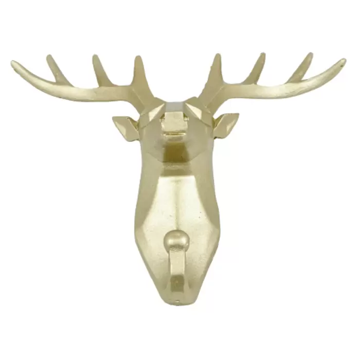 Garderobenhaken Rentier - L x B x H: 16 x 6,2 x 17 cm, Gold