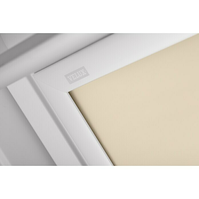 Velux Dachfensterrollo DKL MK08 1085SWLFarbe: Hellbeige - 1085SWL, Farbe Schiene: Weiß, Manuell Detail Shot