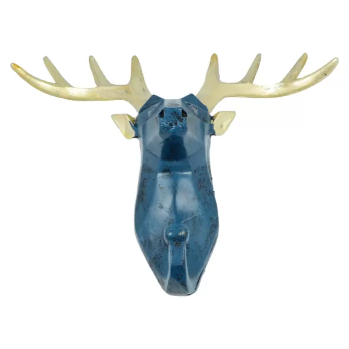 Garderobenhaken Rentier - L x B x H: 16 x 6,2 x 17 cm, Blau