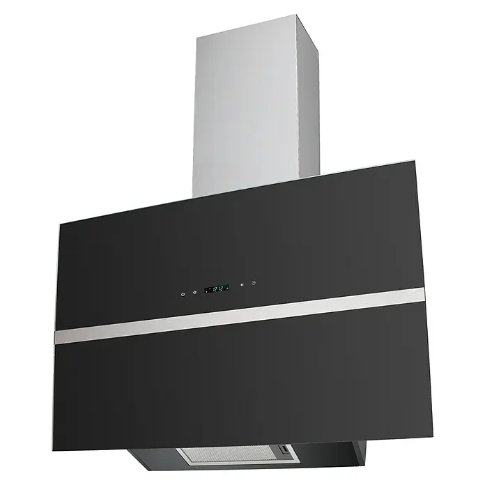 Wolkenstein Schräghaube W S4-90A++BTZ - Breite: 90 cm, Max. Gebläseleistung Abluftbetrieb: 558 m³/h, Schwarz - Elegante Dunstabzugshaube in Schwarz und Silber, die Funktionalität und modernes Design in Ihrer Küche vereint. Ein stilvolles Highlight.