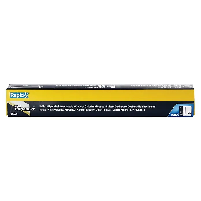 Rapid Streifennägel Typ 32 - Länge: 38 mm, 1.000 Stk. - Rapid T-Nägel 15Ga, 38 mm, 1000 Stück Packung für professionelle Anwendungen und hohe Leistung.