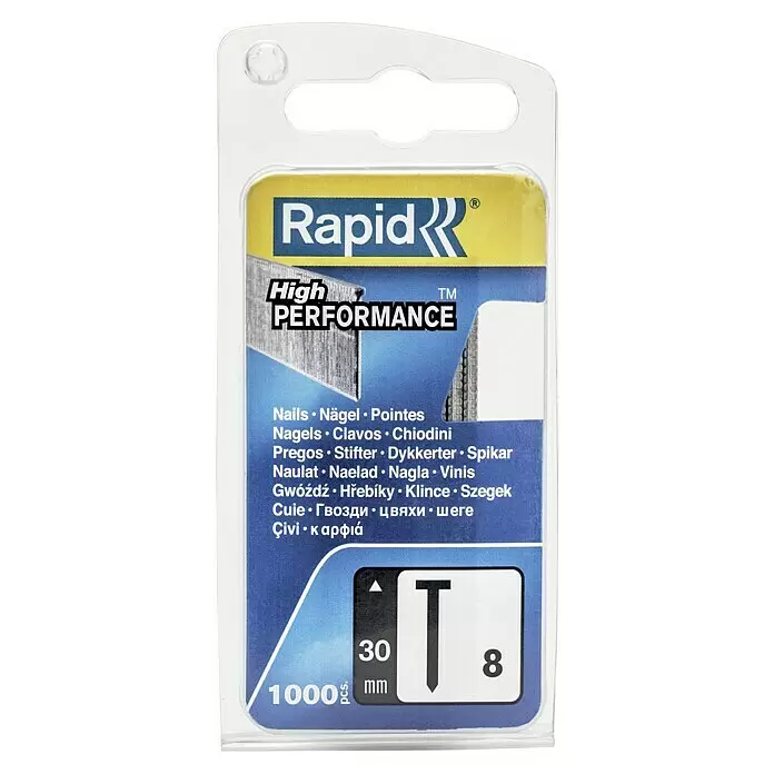 Rapid Nagel Typ 8 - Länge: 30 mm, 1.000 Stk. - Rapid High Performance Nägel, 1000 Stück, 30mm Länge, Typ 8, in klarer Blisterverpackung.