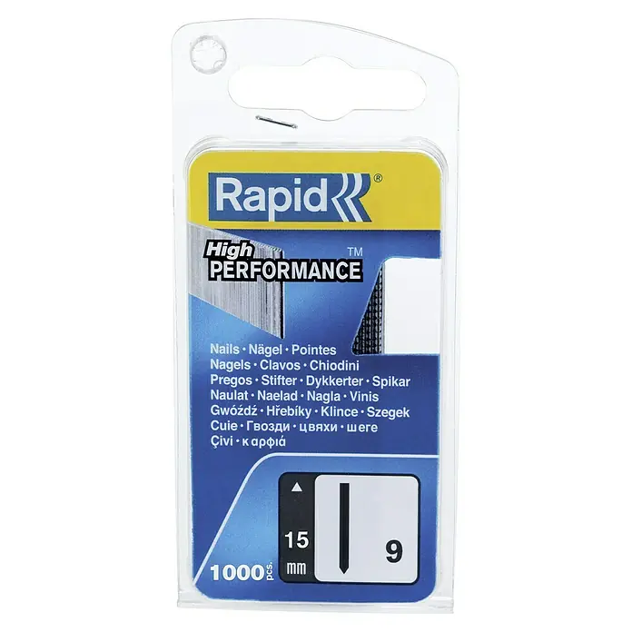 Rapid Nagel Typ 9 - Ohne Kopf, Länge: 15 mm, 1.000 Stk. - Rapid High Performance Nägel, 1000 Stück, 15 mm Länge, 9 mm Kopfdurchmesser, ideal für professionelle Anwendungen und Heimwerkerprojekte.