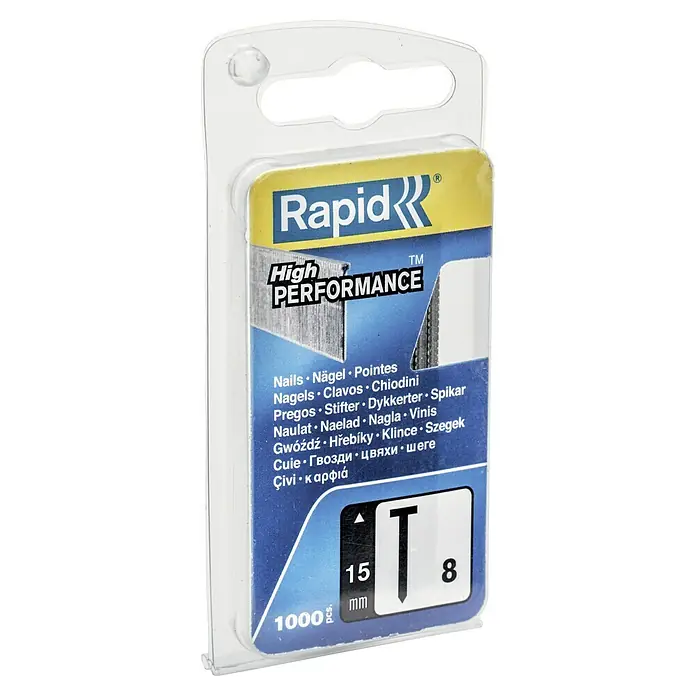 Rapid Nagel Typ 8 - Länge: 15 mm, 1.000 Stk. - Verpackung Rapid High Performance Nägel, 15 mm Länge, 1000 Stück, ideal für schnelle und präzise Befestigungen.