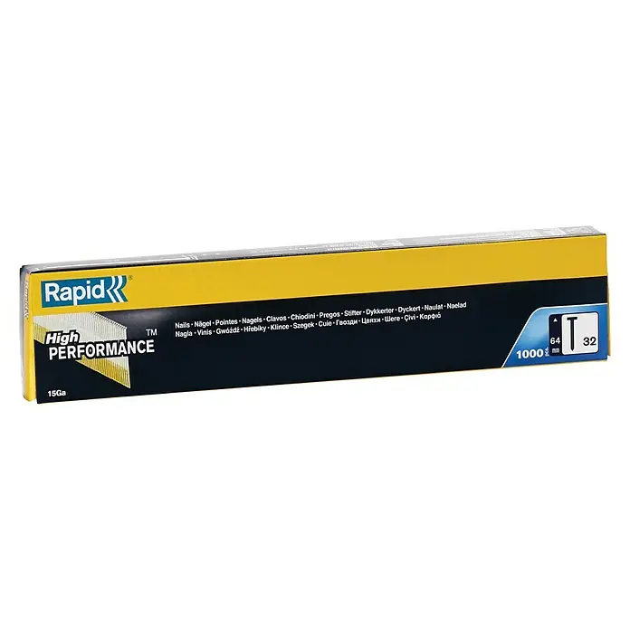 Rapid Streifennägel Typ 32 - Länge: 64 mm, 1.000 Stk. - Verpackung von Rapid High Performance Nägeln, 1000 Stück, 64 mm Länge und 15Ga Stärke.