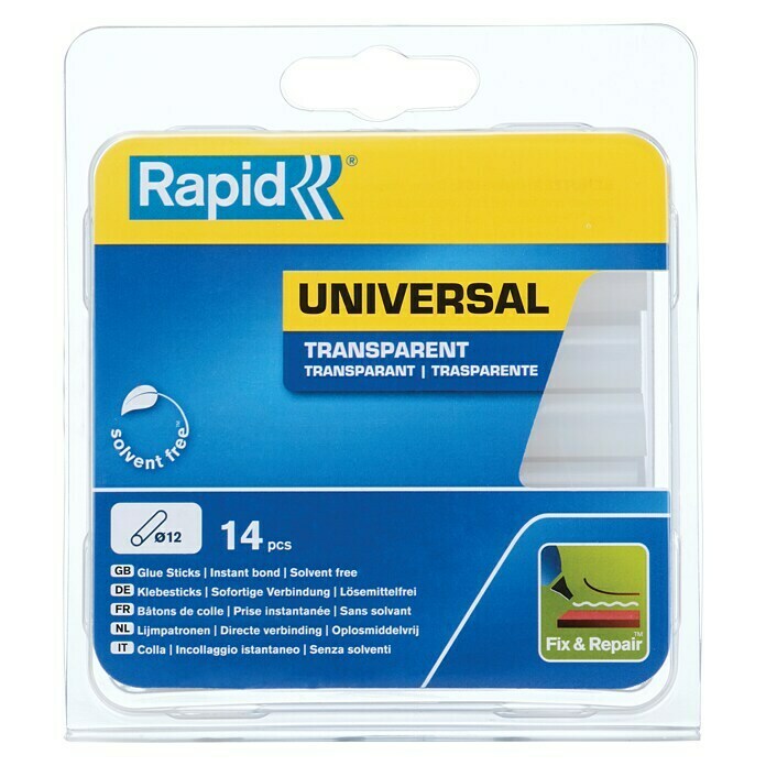 Rapid Lepilni vložki  (Premer lepilnega vložka: 12 mm, Dolžina: 94 mm, 12 kos, Prozorna) | 2002 - Befestigen und Kleben | BADR - Befestigungswerkzeug | BAD - Handwerkzeuge | BA - Handwerkzeuge | B - Werkz/Masch/Maschzubeh/Auto | BAUHAUS