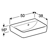 Geberit Renova Plan Waschbecken (50 x 38 cm, Ohne Spezialglasur, Hahnloch: Ohne, Mit Überlauf, Weiß) | BAUHAUS