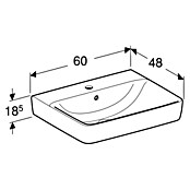 Geberit Renova Plan Aufsatzwaschbecken (60 x 48 cm, Ohne Spezialglasur, Hahnloch: Mitte, Mit Überlauf, Weiß) | BAUHAUS