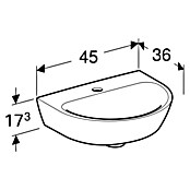 Geberit Renova Waschbecken (45 x 36 cm, Ohne Spezialglasur, Hahnloch: Mitte, Ohne Überlauf, Weiß) | BAUHAUS