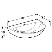 Geberit Renova Waschtisch (70 x 52 cm, Ohne Spezialglasur, Hahnloch: Mitte, Ohne Überlauf, Weiß) | BAUHAUS