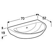 Geberit Renova Waschtisch (70 x 52 cm, Ohne Spezialglasur, Hahnloch: Ohne, Mit Überlauf, Weiß) | BAUHAUS