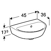 Geberit Renova Waschbecken (B x L: 45 x 36 cm, Ohne Spezialglasur, Hahnloch: Ohne, Mit Überlauf, Weiß) | BAUHAUS