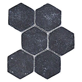 Mosaikfliese Hexagon Nero Antique Marble XNT HX143 (19,9 x 26,2 cm, Schwarz, Matt)
