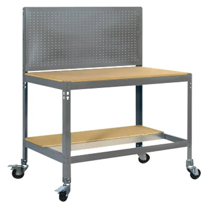 Simonrack Simonwork Banco de trabajo BT2 Mobile - L x An: 61 x 151 cm, Altura de trabajo: 152 cm, Carga soportada: 120 kg, Gris - Banco de trabajo móvil con panel perforado, ideal para taller y sala de hobbies. Construcción robusta con estante y ruedas para uso flexible.
