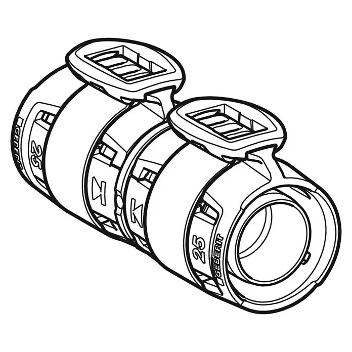 Geberit FlowFit Presskupplung 620.010.00.1 - Durchmesser: 16 mm - Produktabbildung: Geberit Mapress Übergangsstück mit zwei Kupplungen.