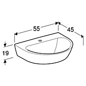 Geberit Renova Waschtisch (55 x 45 cm, Ohne Spezialglasur, Hahnloch: Mitte, Ohne Überlauf, Weiß) | BAUHAUS