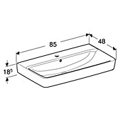 Geberit Renova Plan Aufsatzwaschbecken (85 x 48 cm, Ohne Spezialglasur, Hahnloch: Mitte, Mit Überlauf, Weiß) | BAUHAUS