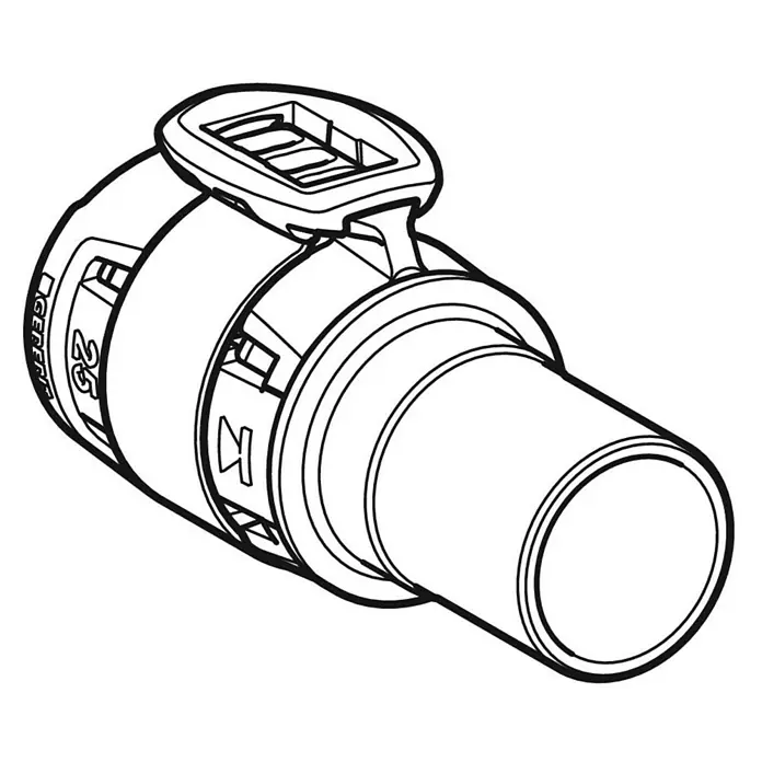 Geberit FlowFit Press-Übergangsstück mit Einschubende 620.231.00.1 - Passend für: Verbundrohre 20 mm, 20 x 25 mm - Bild eines Geberit Steckmuffe 25, ein zuverlässiges und effizientes Sanitärprodukt für schnelle Installationen.