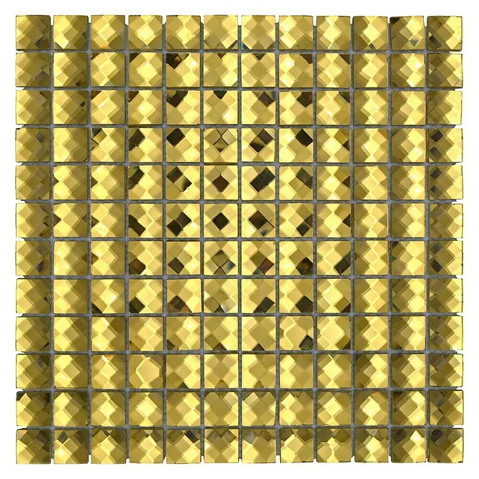 Mosaikfliese Quadrat Crystal XCM GO823 - 30 x 30 cm, Gold, Glänzend - Quadratische goldene Mosaikfliesen.