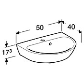 Geberit Renova Waschbecken (50 x 40 cm, Ohne Spezialglasur, Hahnloch: Mitte, Mit Überlauf, Weiß) | BAUHAUS