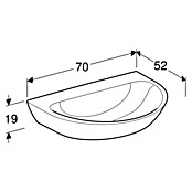 Geberit Renova Waschtisch (70 x 52 cm, Mit schmutzabweisender Glasur, Hahnloch: Ohne, Ohne Überlauf, Weiß) | BAUHAUS