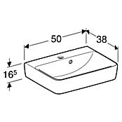 Geberit Renova Plan Waschbecken (50 x 38 cm, Mit schmutzabweisender Glasur, Hahnloch: Mitte, Mit Überlauf, Weiß) | BAUHAUS