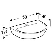 Geberit Renova Waschbecken (50 x 40 cm, Mit schmutzabweisender Glasur, Hahnloch: Mitte, Ohne Überlauf, Weiß) | BAUHAUS