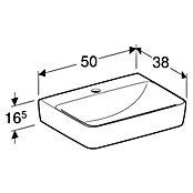 Geberit Renova Plan Waschbecken (50 x 38 cm, Mit schmutzabweisender Glasur, Hahnloch: Mitte, Ohne Überlauf, Weiß) | BAUHAUS