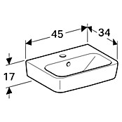 Geberit Renova Plan Aufsatzwaschbecken (45 x 34 cm, Ohne Spezialglasur, Hahnloch: Mitte, Mit Überlauf, Weiß) | BAUHAUS