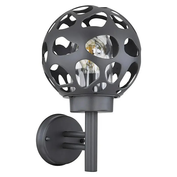 Globo Außenwandleuchte15 W, L x B x H: 20 mm x 20 cm x 32,7 cm, Anthrazit, IP44, Ohne Leuchtmittel - Moderne Wandleuchte mit kugelförmigem, offenem Design und warmem Licht, ideal für stilvolle Innenräume.