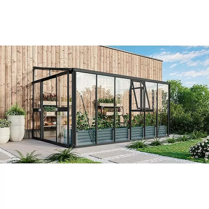 Vitavia Gewächshaus Helena 10200 - Außenmaß inkl. Dachüberstand (B x T): 397 x 266 cm, 3 mm, Schwarz - Stimmungsaufnahme