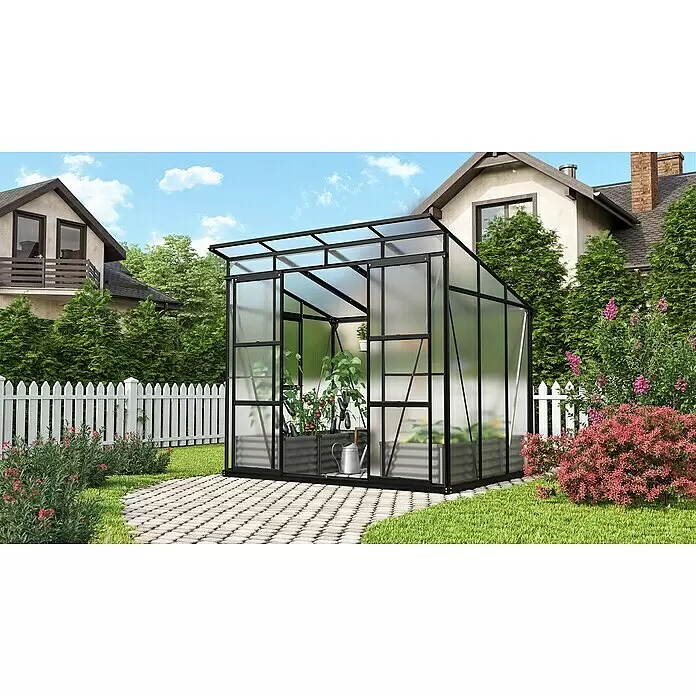 Vitavia Gewächshaus Freya 5900 Plus - Außenmaß inkl. Dachüberstand (B x T): 229 x 258 cm, Material Seitenwand: Kunststoff, 6 mm, Schwarz - Stimmungsaufnahme
