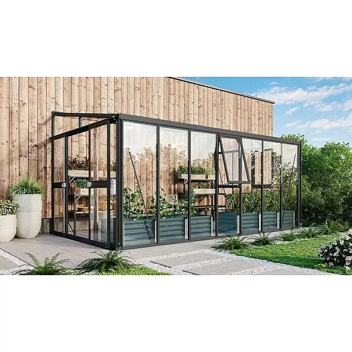 Vitavia Gewächshaus Helena 11900 - Außenmaß inkl. Dachüberstand (B x T): 460 x 266 cm, 3 mm, Schwarz - Stimmungsaufnahme