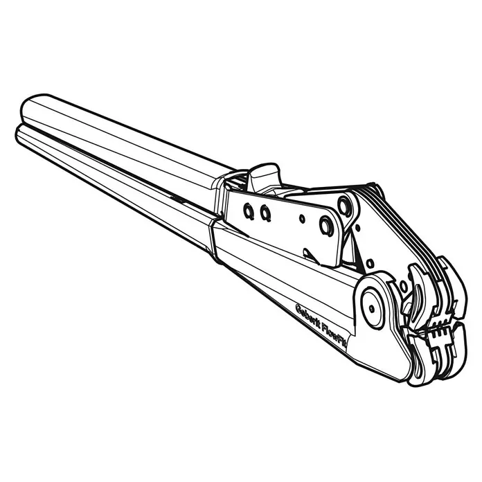 Geberit FlowFit Handpresszange 691.030.00.1 - Passend für: Verbundrohre 16-40 mm - Eine Strichzeichnung des Geberit FlowFit, ein Installationssystem für Sanitär- und Heizungsanlagen, zeigt Details der Rohrverbindungen.