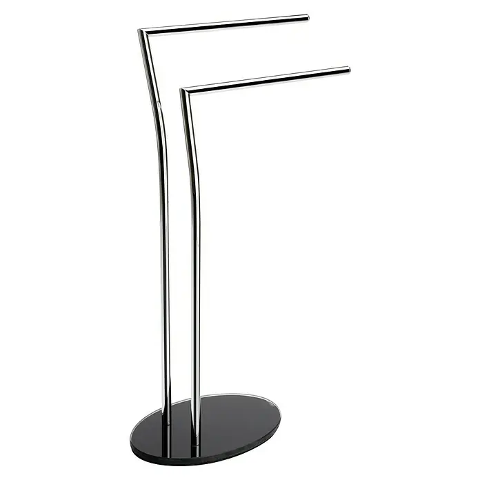 Aquasanit Toallero de barra Piantane - L x An x Al: 23 x 51 x 82 cm, Metal, Negro - Toallero de pie de cromo pulido, perfecto para cualquier baño. Elegante y práctico.