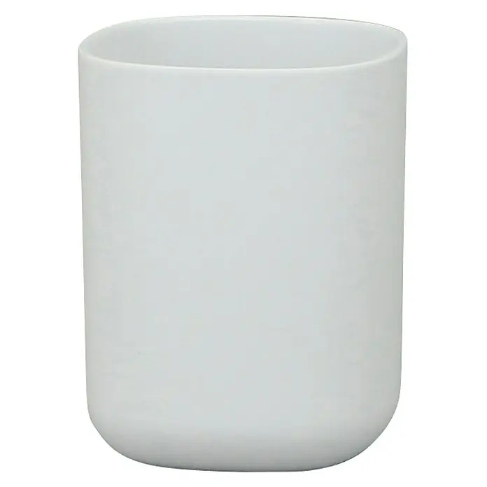 Aquasanit Kubik Portacepillos - L x An x Al: 7 x 7 x 9,5 cm, Plástico, Blanco - Un sencillo portacepillos de dientes blanco con bordes redondeados, perfecto para cualquier baño, duradero y elegante.