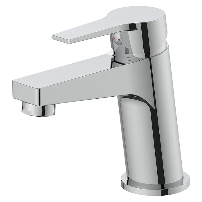 Grifo de lavabo Hellis - Cromo, Brillante - Un grifo cromado moderno y elegante con una sola palanca. Este elegante accesorio de baño presenta líneas limpias y un acabado pulido.