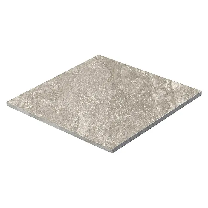 Terrassenfliese Cera 2.0 - 80 x 80 x 2 cm, Quarz Grigio, Matt - Nahaufnahme einer Bodenfliese mit Marmorstruktur, ideal für moderne Innenräume. Ihre Oberfläche ist matt und grau, vielseitig.