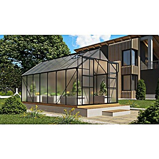 Vitavia Gewächshaus Mars 11500 Plus (Außenmaß inkl. Dachüberstand (B x T): 257 x 445 cm, 6 mm, Schwarz)