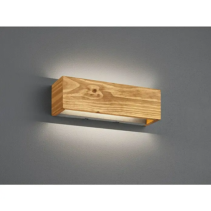 Trio Leuchten Brad LED-Wand- & Deckenleuchte - 13 W, L x B x H: 11 x 37 x 11 cm, Holz, Warmweiß - Diese Wandleuchte aus Holz strahlt warmes Licht aus. Die Lampe verleiht jedem Raum ein rustikales und gemütliches Ambiente.