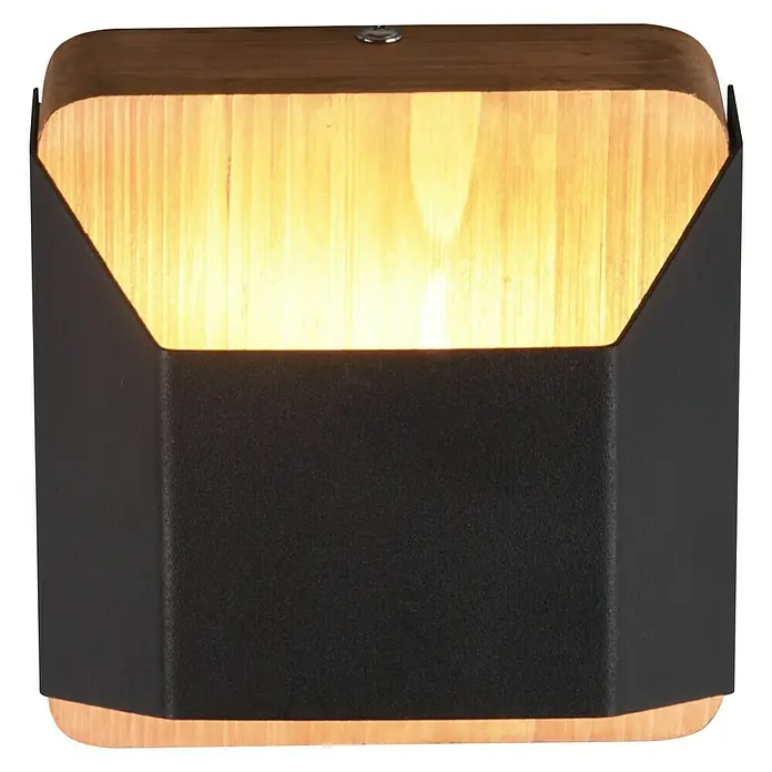 Trio Leuchten LED-Wandleuchte Arino - 4 W, L x B x H: 10 x 12,2 x 12 cm, Schwarz, Warmweiß - Moderne Wandleuchte mit Holz- und Metallelementen. Das warm leuchtende Holzdesign verleiht jedem Raum eine gemütliche Atmosphäre.