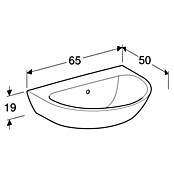 Geberit Renova Waschtisch (65 x 50 cm, Ohne Spezialglasur, Hahnloch: Ohne, Mit Überlauf, Weiß) | BAUHAUS