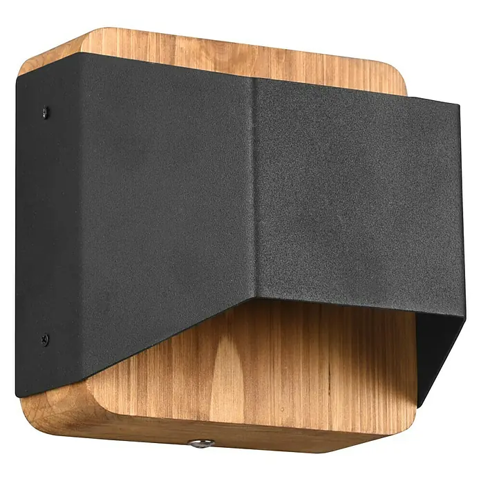 Trio Leuchten LED-Wandleuchte Arino - 4 W, L x B x H: 10 x 12,2 x 12 cm, Schwarz, Warmweiß - Moderne Wandleuchte mit Holzdetails und einem robusten, schwarzen Metallgehäuse, ideal für Innen- und Außenbereiche.