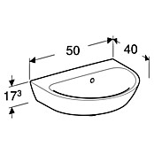 Geberit Renova Waschbecken (B x L: 50 x 40 cm, Ohne Spezialglasur, Hahnloch: Ohne, Mit Überlauf, Weiß) | BAUHAUS