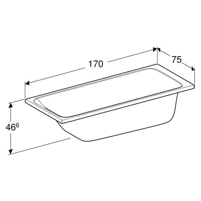 Geberit Badewanne Tawa (170 x 75 cm, Sanitäracryl, Weiß) | BAUHAUS