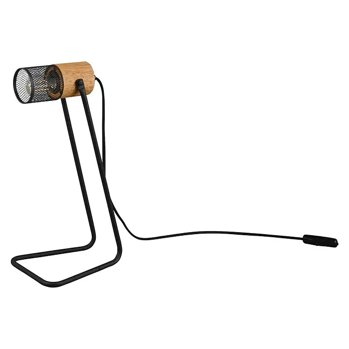 Trio Leuchten Tosh Tischleuchte - 15 W, L x B x H: 18 x 15 x 40 cm, Schwarz-matt, E14 - Die moderne Tischleuchte mit Holzsockel und schwarzem Metallfuß spendet stilvolles Licht. Ideal für Nachttisch oder Schreibtisch.