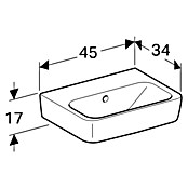 Geberit Renova Plan Waschbecken (45 x 34 cm, Mit schmutzabweisender Glasur, Hahnloch: Ohne, Mit Überlauf, Weiß) | BAUHAUS